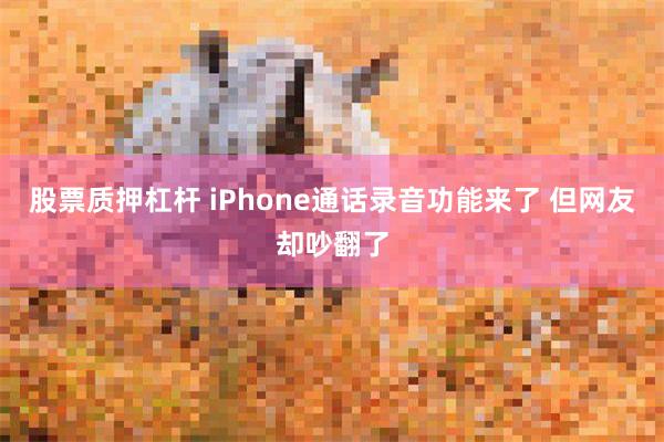 股票质押杠杆 iPhone通话录音功能来了 但网友却吵翻了